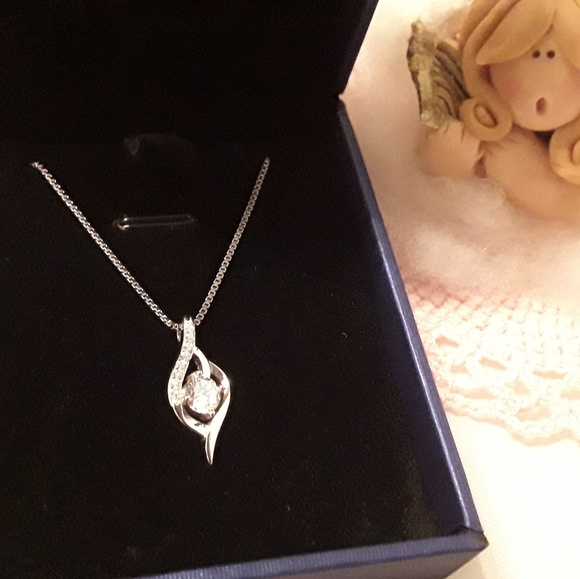 NEW STERLING 925 ITALY CZ PENDANT & CHAIN, 17" - Picture 2 of 8